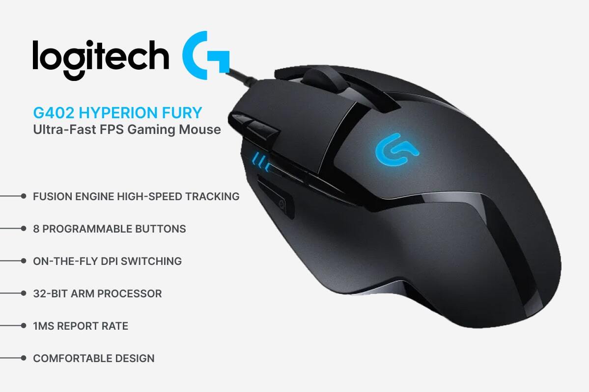 Logitech G402 Hyperion Fury Ultra-Fast FPS Gaming Mouse 2