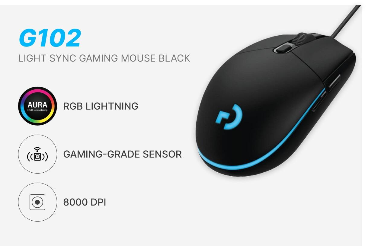 Logitech G102 LIGHTSYNC 6 Buttons RGB Gaming Mouse