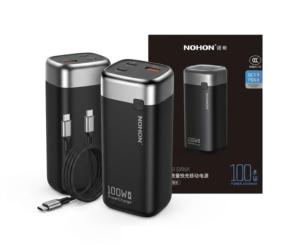 NOHON 100W Power Bank 20000mAh – PD 3.0 & QC 3.0 Fast Charger